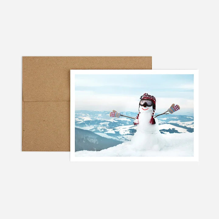 Mountain Snowman Greeting Card
